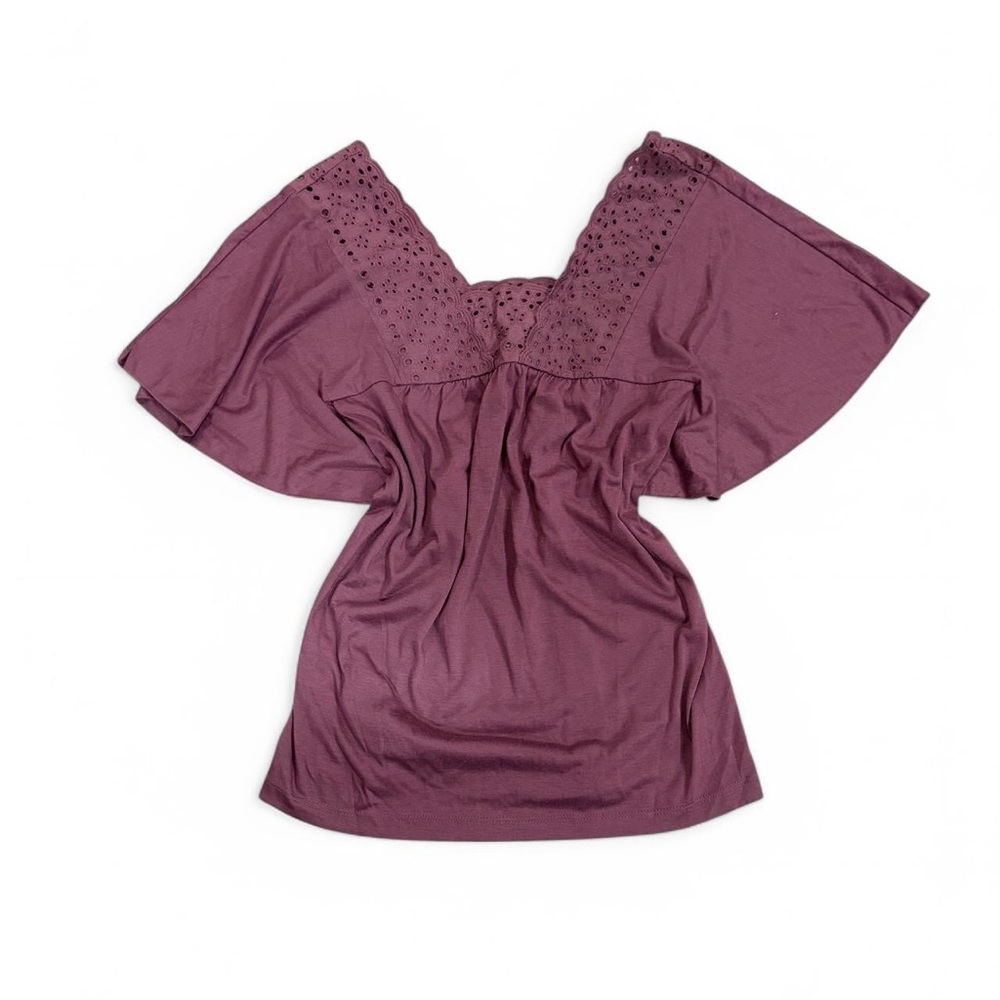Xhilaration Y2K Babydoll Eyelet Boho Peasant Top Flutter Sleeve